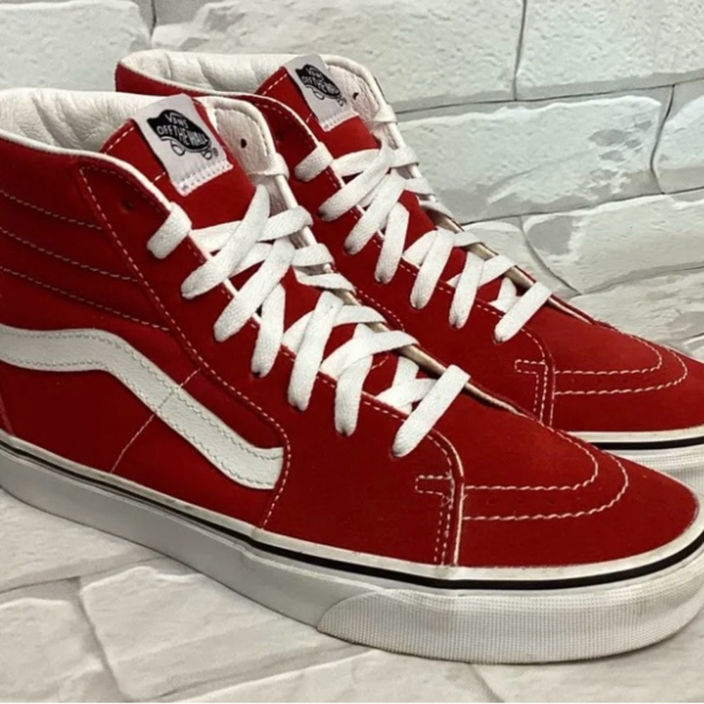 VANS SK8-HI Top Suede Skate Athletic Shoes Racing Red Men's Size 6.5Women's 7.5